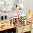 thumbnail image 3 of Yayeee 2 Pack Qtip Holder Bathroom Cotton Swab Canister with Lid Clear Dispenser Set, Red Triangles, 3 of 6