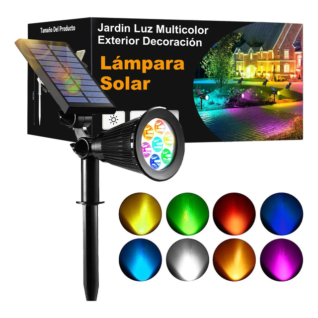 Lámpara Solar Para Jardin Luz Multicolor Exterior Decoración Estructura Xtellar Negro
