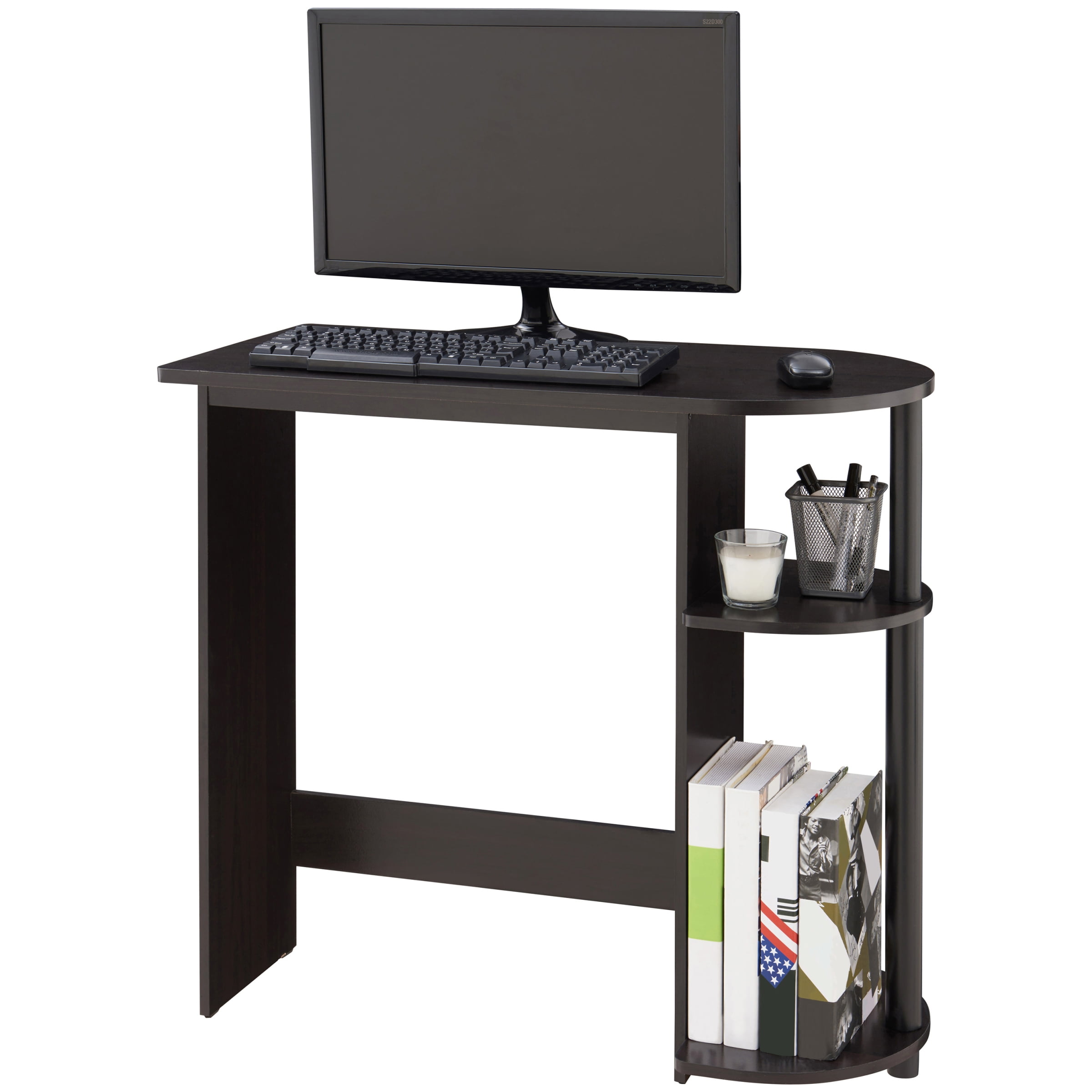 Color Black Details about   Mainstays Computer Desk with Built-in Shelves 