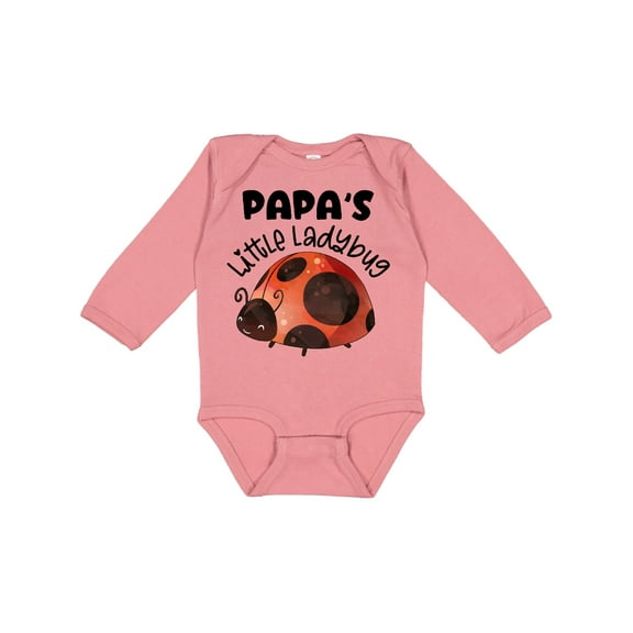 Inktastic Papa's Little Ladybug Boys or Girls Long Sleeve Baby Bodysuit