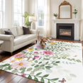 thumbnail image 2 of Pink Yellow Daisy Area&nbsp;Rug 5x8ft Floral Wildflowers Non-Slip&nbsp;Washable Square&nbsp;Rugs Soft Felt Indoor Floor Mat for Bedroom Kitchen Living Room Bathroom, 2 of 9