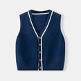 thumbnail image 2 of BLVB Baby Boys Girls School Uniform Sweater Vest Kids V-Neck Button Sleeveless Cardigan for Children Toddler(Navy,3-4 Years), 2 of 9