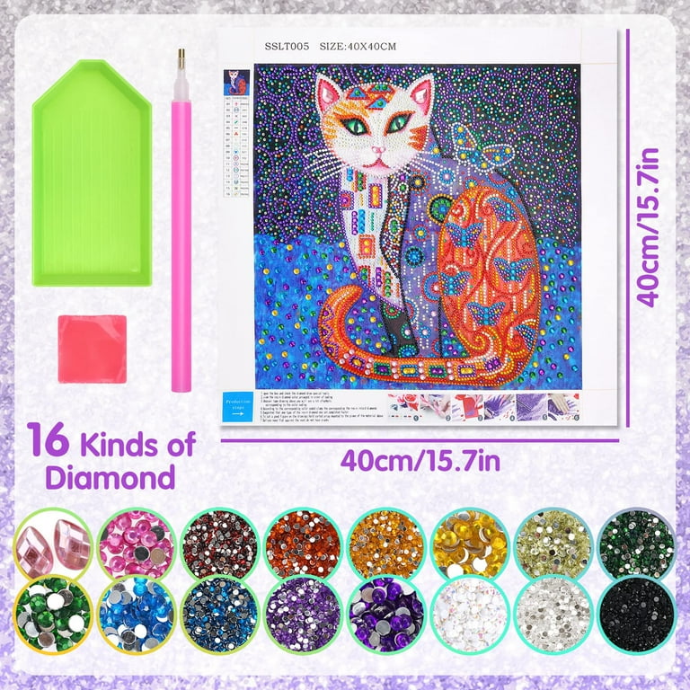 Kids 5D Diamond Painting Art Kits: Art and Crafts for Boys Girls Age 8 9 10 11 12 Birthday Gifts for Children Friends Wooden Frame Fox Diamond Dotz