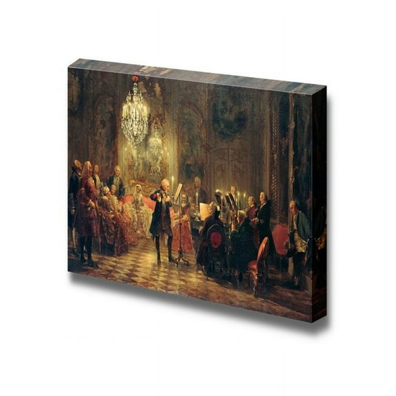 wall26 - Flute Concert with Frederick The Great in Sanssouci by Adolph Menzel - Canvas Print Wall Art Famous Painting Reproduction - 16" x 24"