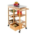 thumbnail image 4 of Kitchen Rolling Microwave Cart on Wheels, Microwave Oven Stand Storage Cart on Wheel, Mobile Kitchen Cart, Rustproof Food Pantry Carts with 3 Storage Drawers, 2 Shelves, 3 Metal Baskets, Q3503, 4 of 9