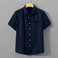 thumbnail image 1 of Jersey Elvqul Hombre Azul Oscuro Manga Corta Economicas de Color Sólido con Solapa, 1 of 7