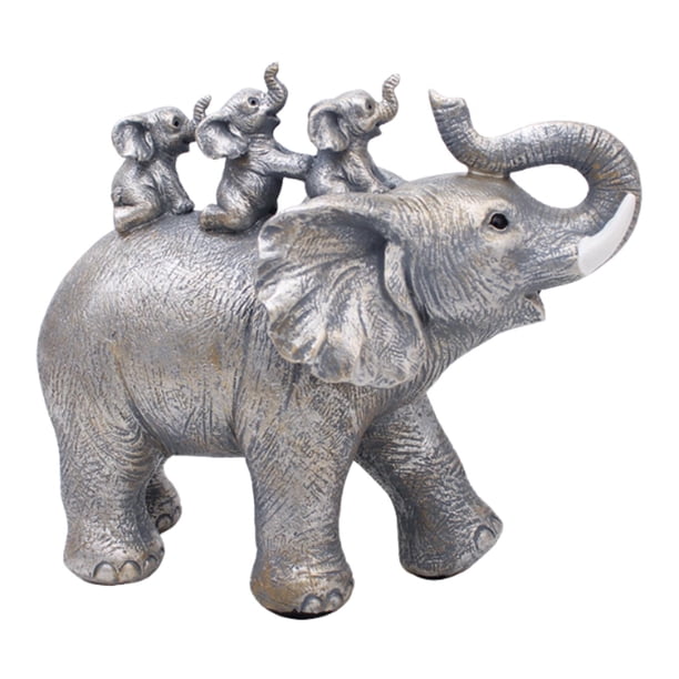 Estatua de elefante, figura decorativa, colección de resina moderna, adorno de escritorio para Plata