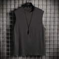 thumbnail image 4 of Sudadera deportiva de verano para hombre con barra transversal, camiseta sin mangas con hombros descubiertos y color sólido, camiseta de manga corta, 4 of 4