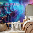 thumbnail image 6 of Peel and Stick Wallpaper Wall Murals Neon Retro Arcade 80s 69"H x 96"W Removable Wall Paper Self-Adhesive Wall Decor for Bedroom Living Room Nursery, 6 of 7
