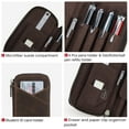 thumbnail image 6 of Hiram Genuine Leather Pencil Case with 4 Slots, Handmade Multifunctional Zipper Fountain Pen Bag, Student Stationery Pen Box (Coffee), 6 of 9