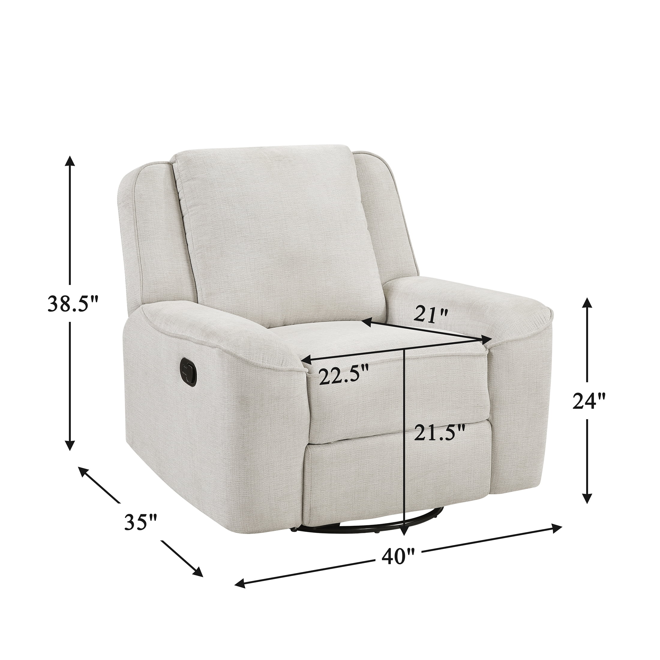 OakvillePark Coraelis Chenille Swivel Reclining Chair, Beige