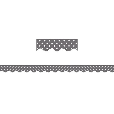 - GRAY MINI POLKA DOTS SCALLOPED BORDER TRIM