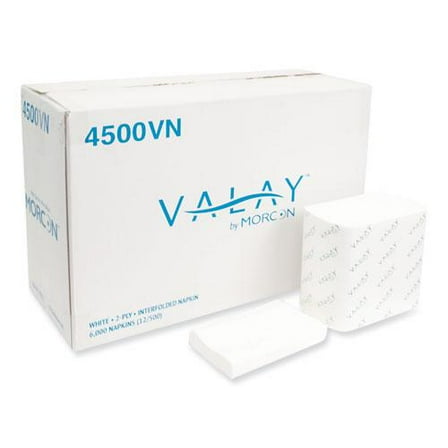Morcon Tissue Valay Interfolded Napkins, 2-Ply, 6.5 x 8.25, White, 500/Pack, 12 Packs/Carton