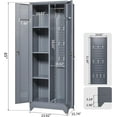 thumbnail image 3 of Garage Cabinet,Brooom Closet Storage Cabinet with Locking Door,Utility Closet Cabinets with Pegboard for Basement,Laundry Room,Grey, 3 of 15
