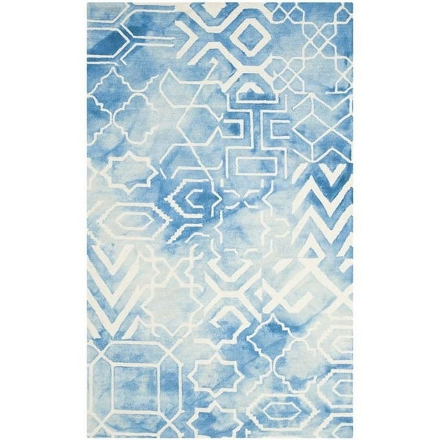 Safavieh Dip Dye Collection DDY678G Handmade Abstract Watercolor Blue and Ivory Wool Area Rug (3' x 5')