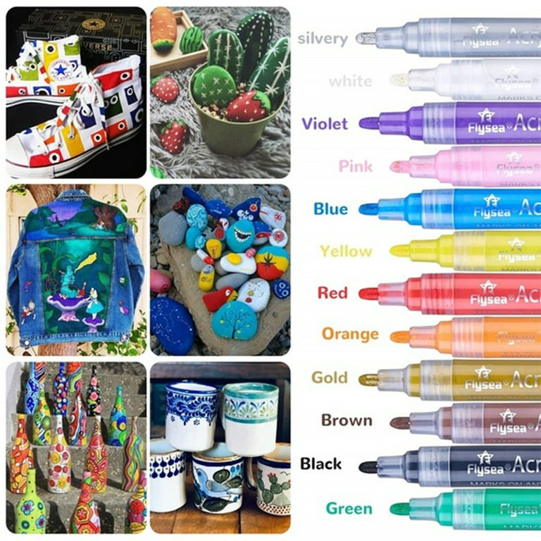  Shuttle Art Paint Pens, 36 Colors Acrylic Paint Markers,  Low-Odor Water-Based Quick Dry Paint Markers for Rock, Wood, Metal,  Plastic, Glass, Canvas, Ceramic : Arts, Crafts & Sewing