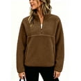 thumbnail image 2 of Hurxie Women’s Quarter Zip Fleece Pullover Fuzzy Sherpa Jacket Half Zip Mockneck Sweatshirt Jacket,Long Sleeve Cozy Layering Tops,Fuzzy Outfits, 2 of 7