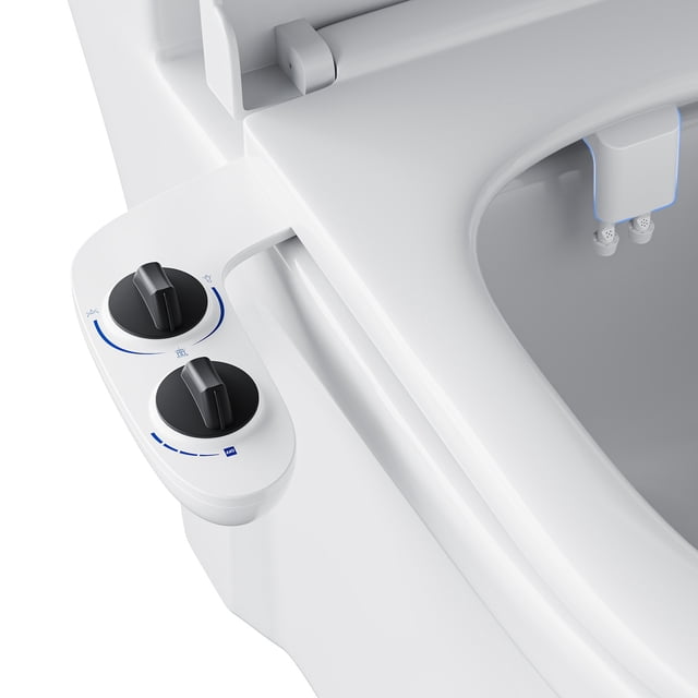 Ultra-Slim Bidet Attachment Non-Electric Water Bidet Toilet Seat Attachment with Pressure Controls,Retractable Self-Cleaning Dual Nozzles for Frontal & Rear Wash