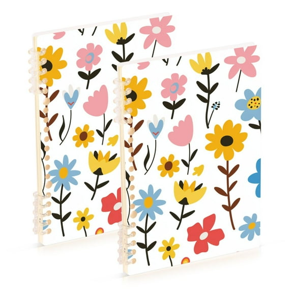 joogoo Spiral Journal Notebook Colorful Cute Flowers College Ruled Notebooks 8.3" x 5.7" 2 PCs