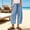 Light Blue, variant on QSAWXQZ Womens Barrel Leg Capri Pants Drawstring Waist Pockets Cotton Linen Summer Casual Trousers L