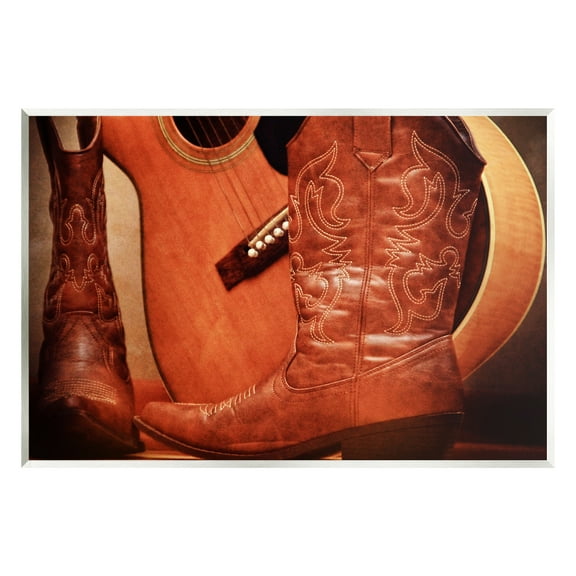 Stupell Industries Guitar & Cowboy Boots Literature & Flim Photography Unframed Art Print Wall Art, 15 x 10