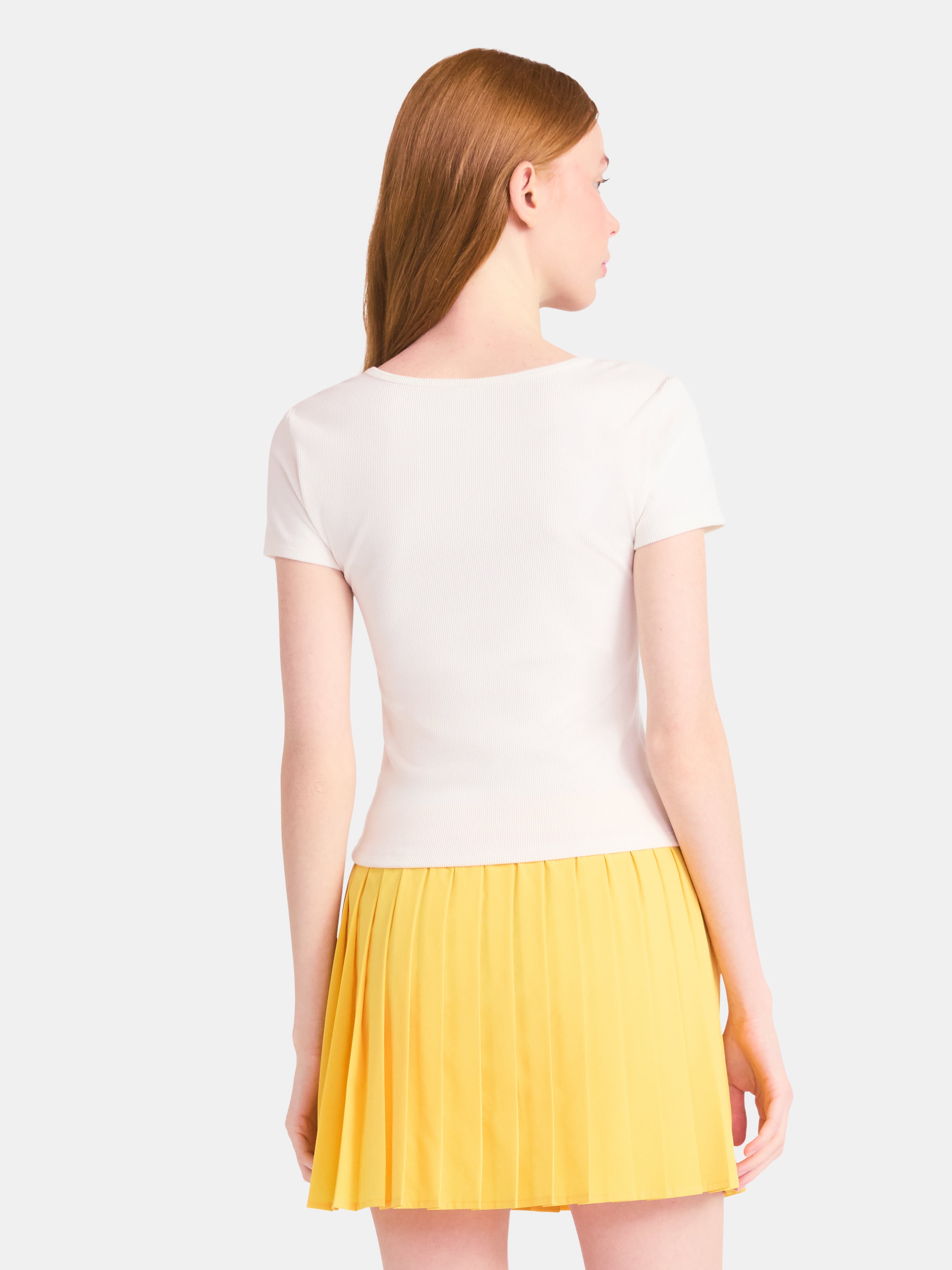 No Boundaries Square Neck Tee with Satin Bow, Women's