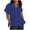 Blue, variant on Raeneomay Oversized T Shirts for Women V Neck Solid Color Court Lock Short-Sleeved Tops