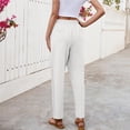 thumbnail image 6 of Wutalume Women's High Waist Linen Wide Leg Pants, Loose Casual Trousers with Slimming Effect for Summer, Breathable Lightweight,Ideal for Beach and City,White L, 6 of 8