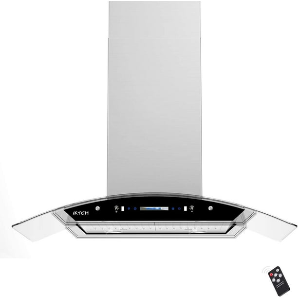 IKTCH Upgrated 36"Island Mount Range Hood,900 CFM Ducted Range Hood with 4 Speed Fan,Stainless