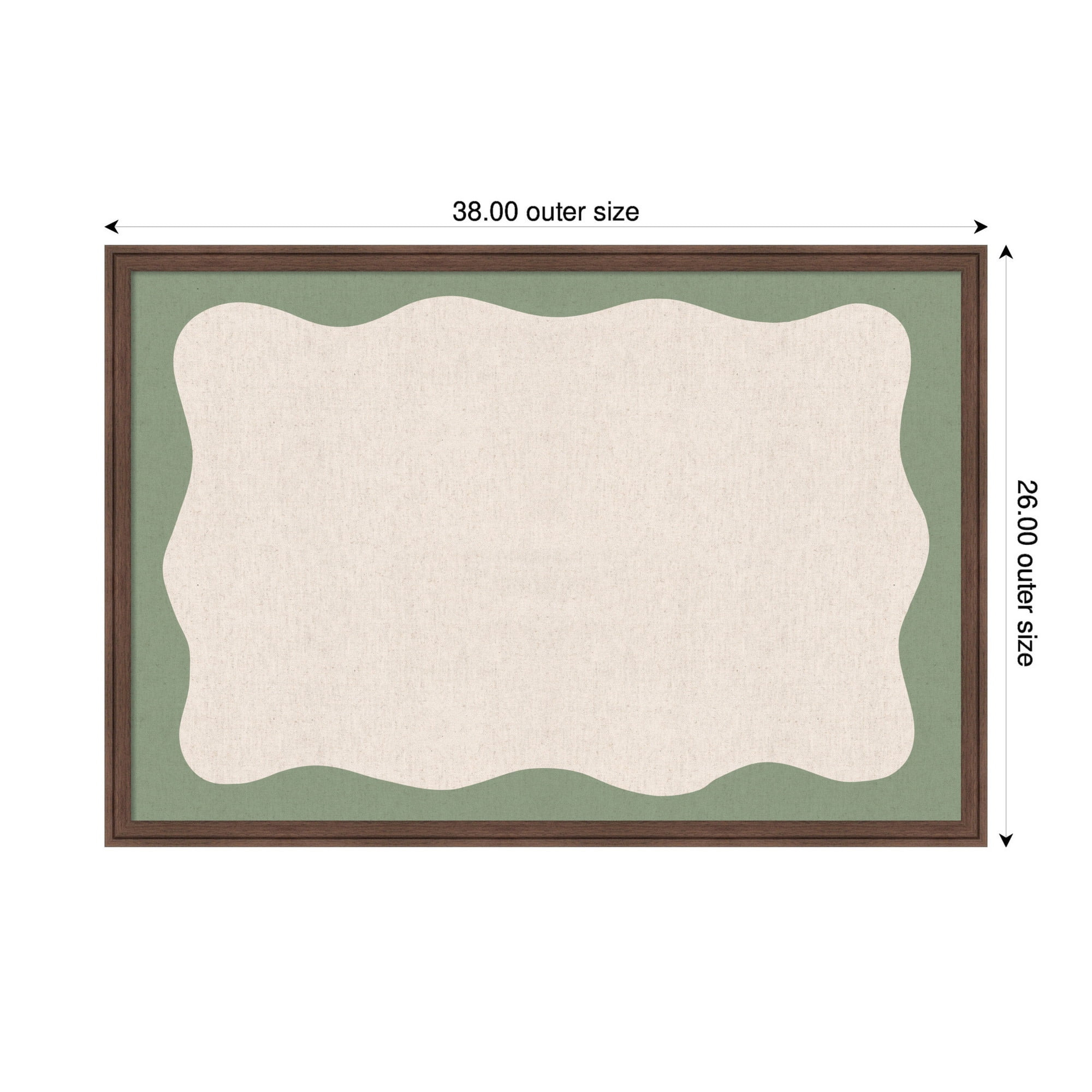 Kate and Laurel Framed Fabric Pinboard 38 x 26,  Printed Linen Classic Bulletin Board for Use as a Vision Board or Wall Organization, Florence Medium Brown Frame