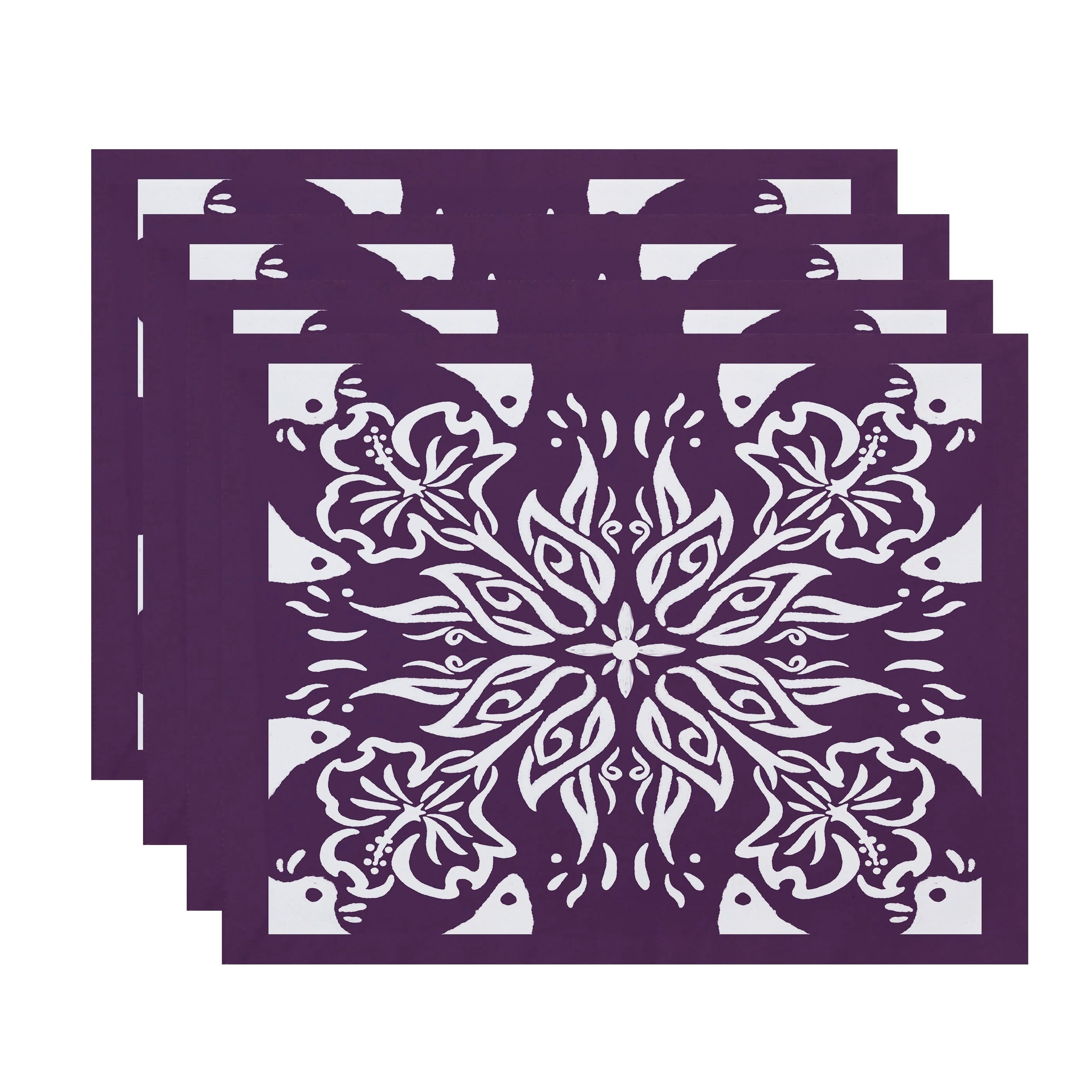 Simply Daisy, 18 x 14 inch, Cuban Tile 3, Geometric Print Placemat (Set of 4), Navy Blue