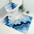 thumbnail image 2 of Blue Wave Marble Pattern Bathroom Rugs Sets 3 Piece,Toilet Cover Set,Absorbent Non Slip Bathroom Mats Sets with U-Shaped Contour Rug Toilet Rug Set, 2 of 5
