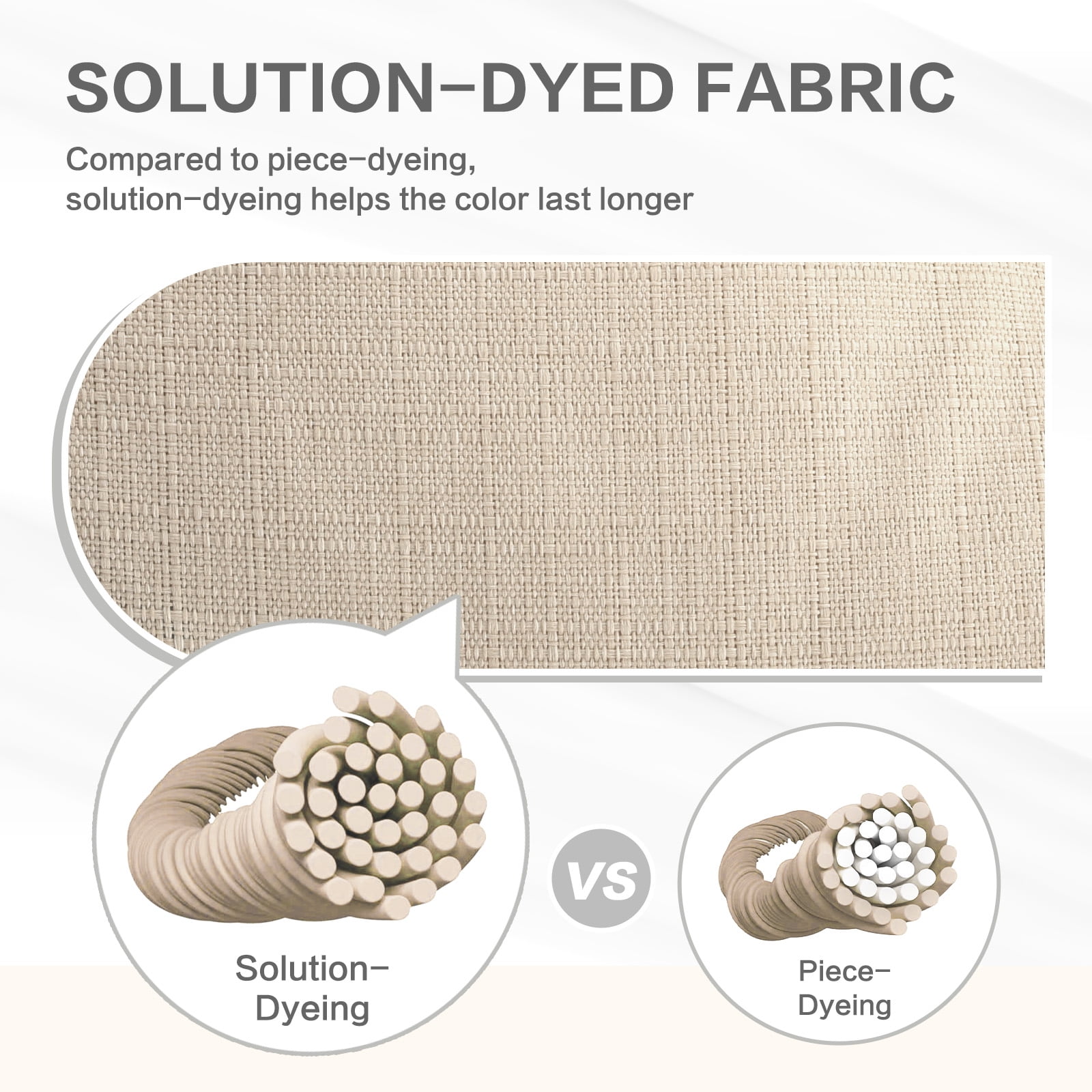 Aoodor 19x19x5 Inch Tufted Outdoor Chair Cushions, Water and Fade Resistant Polyester Dining Chair Pads with Ties for Patio Furniture, Set of 2, Khaki