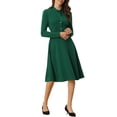 thumbnail image 1 of INSPIRE CHIC Robe Midi en Tricot à Manches Longues à Col Noué pour Femme pour le Travail m Vert, 1 of 5