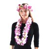 Hawaii Luau Party Artificial Fabric Plumeria Lei and Head Band Haku Set Purple White