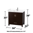 thumbnail image 4 of Wyndham Collection Sheffield 36" Metal Single Bathroom Vanity in Espresso, 4 of 4