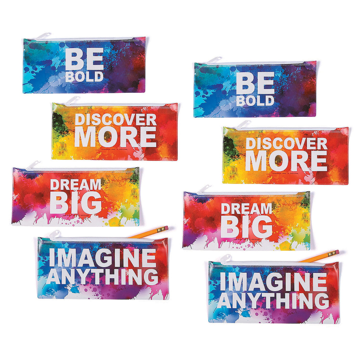 Fun Express Watercolor Motivational Pencil Cases Bulk 48 Pieces