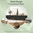 thumbnail image 6 of Modern TV Stand for TVs up to 80 Inches, Entertainment Center with Glass Doors and Drawers, Storage Cabinet with Solid Wood Legs for Living Room, Black, 6 of 13