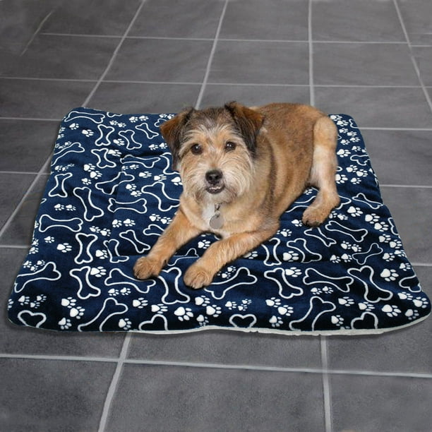 Volkmi Dog Mat Pet Blanket Thickened Coral Fleece Mat Kennel Mat Blanket Pet Blanket L blue Bones Other