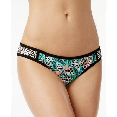 Hula Honey Black White Multi Tropical Pulse Printed Hipster Bikini Bottom M