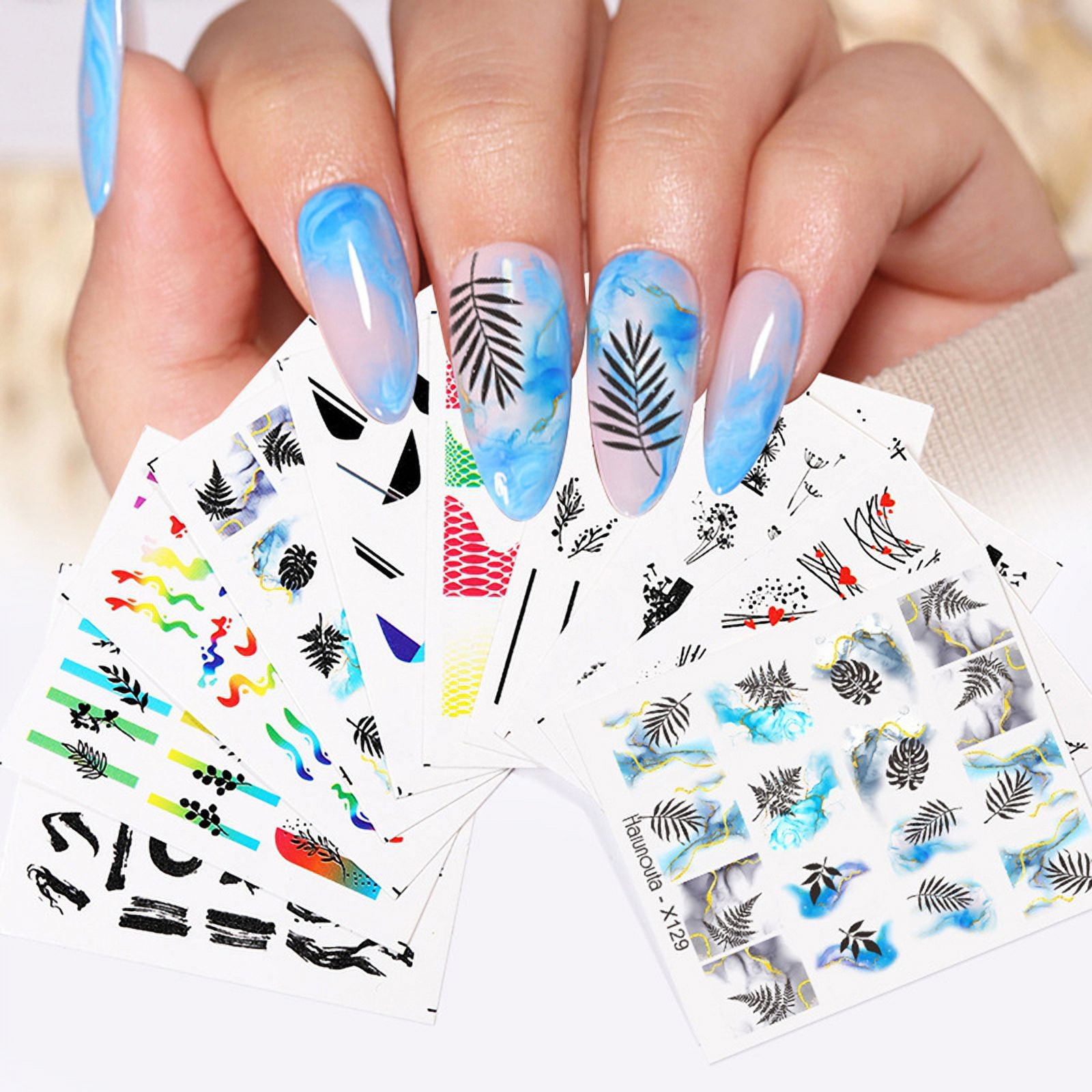 fcity.in - 3d Nail Stickers Selfadhesive Nail Tips Decorations 12 Sheets  Nail