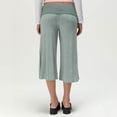 thumbnail image 5 of Inglocry Fold Over Capri Yoga Pants for Women Low Rise Wide Leg Flared Cropped Gaucho Capri Pants Summer Culottes Beach Bottoms Green XL, 5 of 7