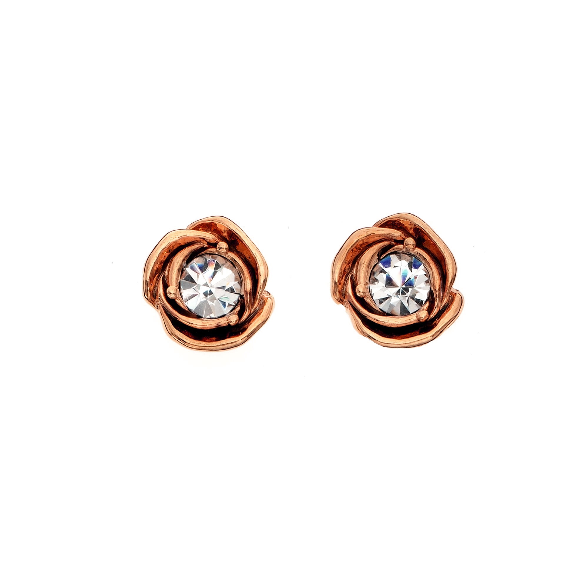 X & O 14KT Rose Gold Plated Crystal Rose Stud Earring - Walmart.com