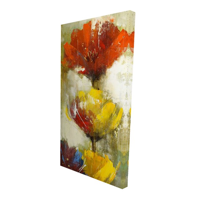 Fleurs Orange et Jaunes - Toile 24"x48 Pouces - Impression à la Demande