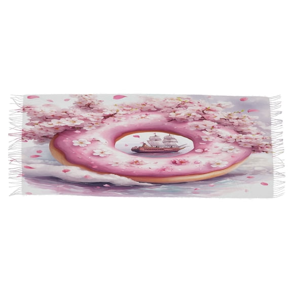 BZSMCE Women Scarf Llustration Doughnut with Ship Simple Pattern Soft Warm Long Large Scarves