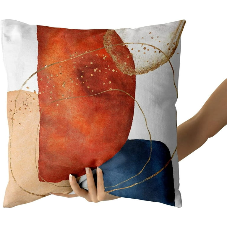 NiNI Boho Linen Throw Pillow Covers 20x20 Inches - Pack Of 2, Brown Farmhouse Style