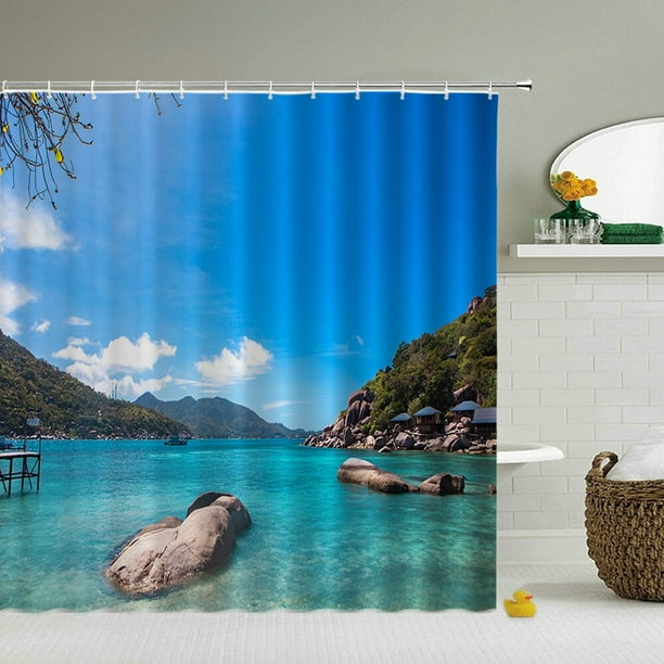 Sea beach scenery shower curtains bathroom shower curtain 3D fabric