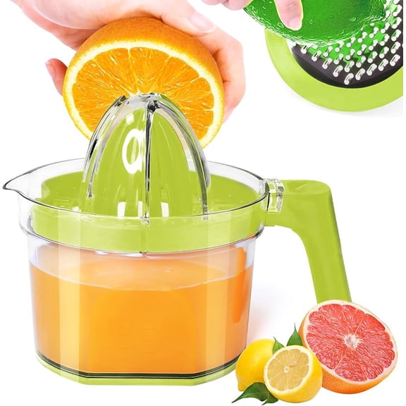 Citrus Juicer 4-in-1 Manual Juicer, Zeokiar MJ02 Multifunctional Hand Juicer, Lemon Lime Squeezer with Comfortable Grip Handle, 16.9-Ounce Capacity Orange Juicer (ORANGE)