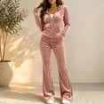thumbnail image 2 of Lmueinov 2 Piece Sets for Women Sweatsuits with Pocket Zip Up Drawstring Hoodies and Flare Pants Soft Casual Fall Winter Loungewear Set, 2 of 6