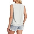 thumbnail image 3 of Eyelet Tops For Women Round Neck Sleeveless Tee Solid Causal Camisole Classic Dressy Vest Slim Fitted Cami Office Work Blouses Summer, 3 of 5